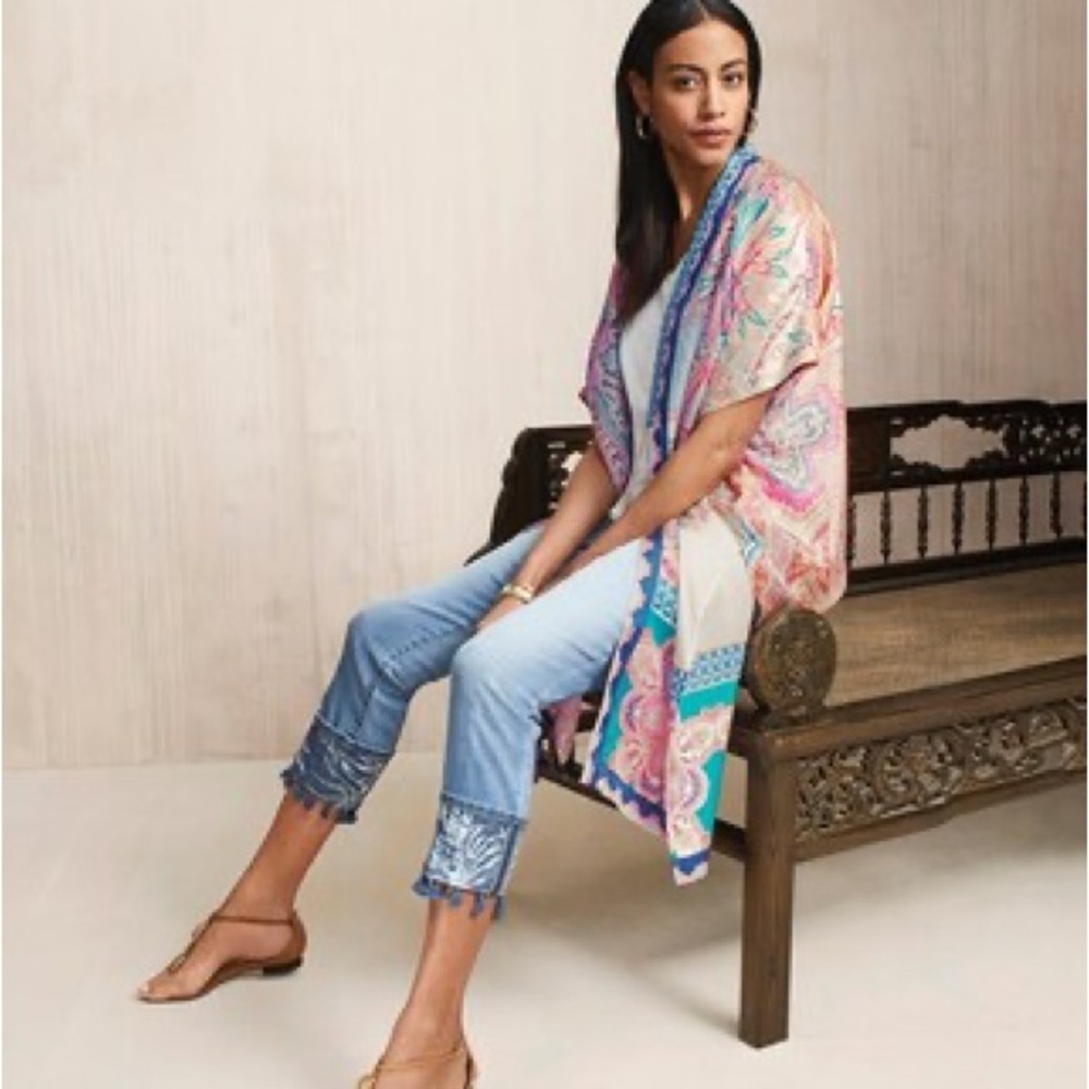 Medallion-Print Silk Ruana Wrap by Chicos